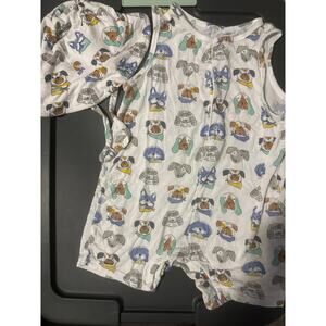 Angel Dear Dog Print Romper with Matching Sun Hat 18-24 Months - Bamboo